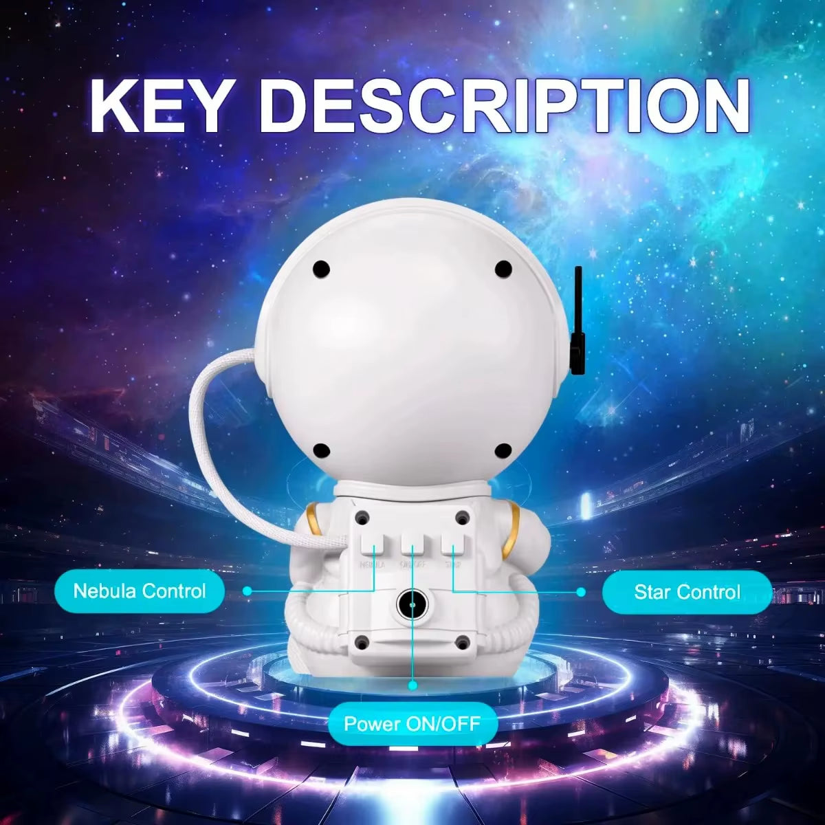 Galaxy Star Projector Night Light Astronaut Starry Sky Atmosphere LED Lamp for Kids Bedroom Ceiling Decor Children'S Gift
